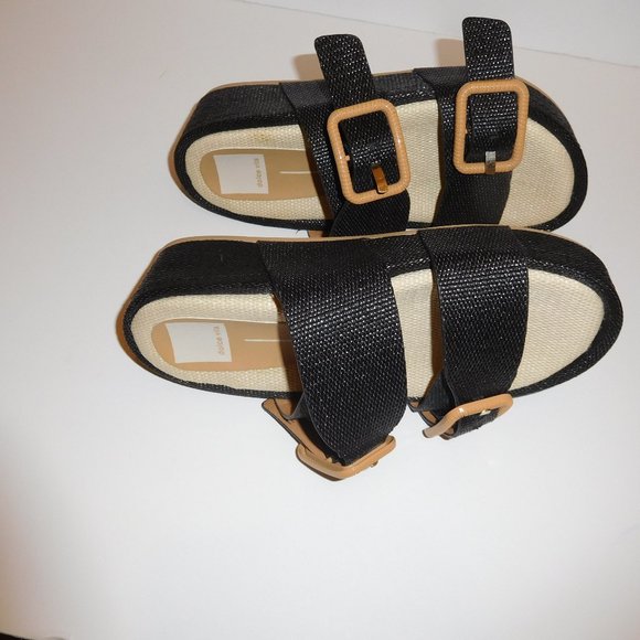 Dolce Vita Coryn Black/Beige Platform Sandals/Slides—Size 6 - Picture 3 of 8
